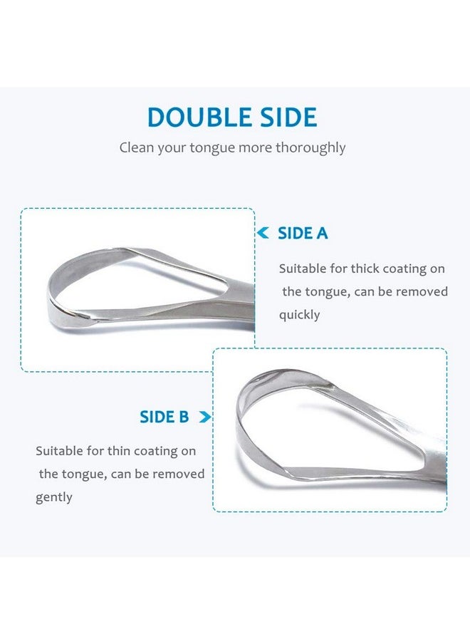 2-Pack Tongue Scraper, 100% Useful Surgical Stainless Steel Tongue Cleaner For Both Adults And Kids, Professional Reduce Bad Breath Metal Tongue Scrapers, Help Your Oral Hygiene (With 2 Cases)