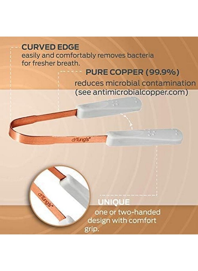 Drtung’S Copper Tongue Scraper - Tongue Cleaner For Adults, Kids, Helps Freshens Breath, Easy To Use Comfort Grip Handle, Comes With Travel Case - Copper Tongue Scrapers (1 Count)