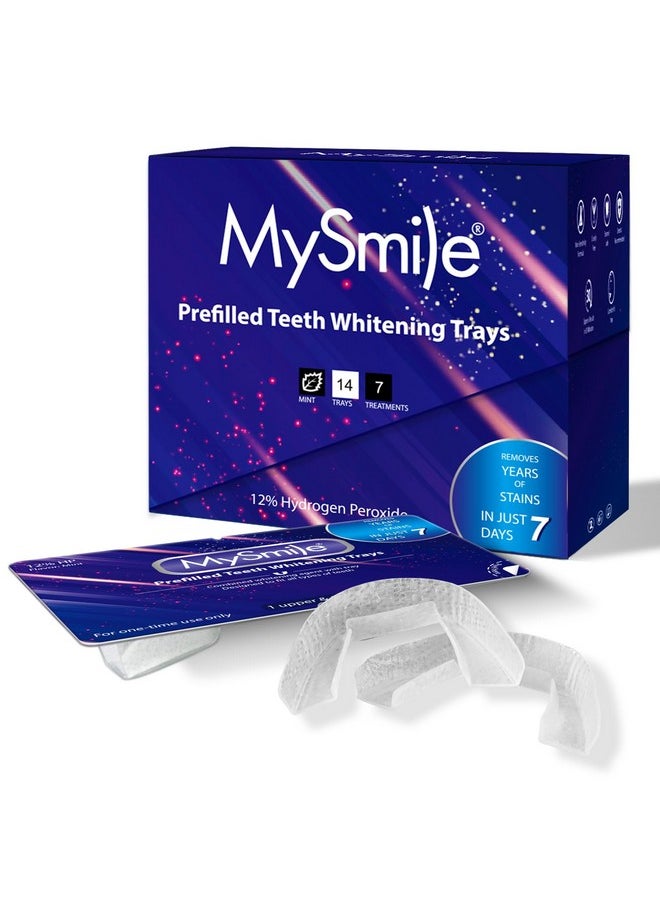 Prefilled Teeth Whitening Kit For Sensitive Teeth, 12% Hydrogen Peroxide Teeth Whitening Gel Trays, One-Step Fast Teeth Whitener, Help Remove 20 Years Of Stains, 14 Trays -7 Day Treatments.