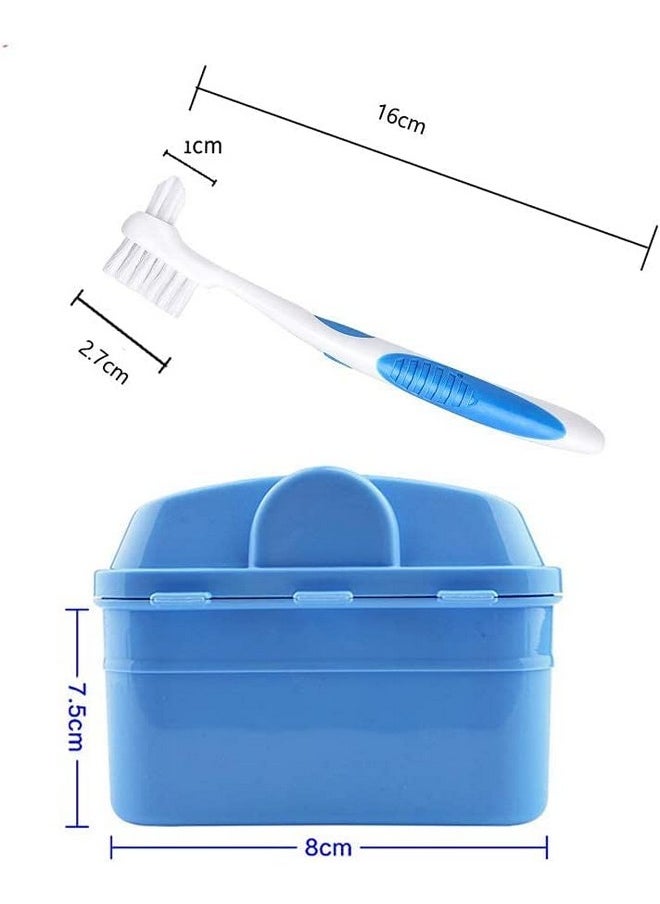 Denture Retainer Cleaner Kit, Denture Cleaning Case With Denture Brush (Blue)