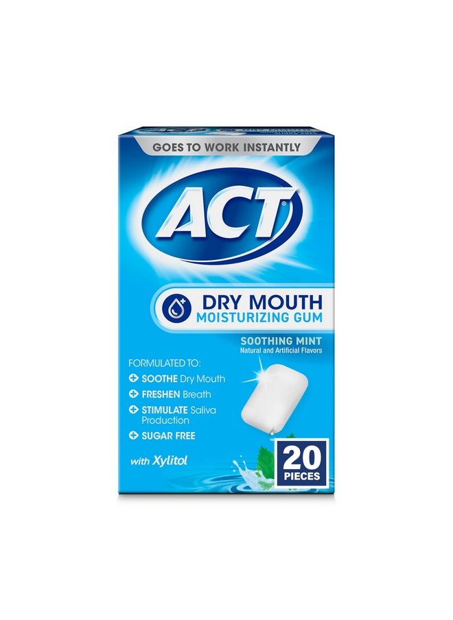 Dry Mouth Moisturizing Gum, 20 Pieces, With Xylitol, Sugar Free Soothing Mint