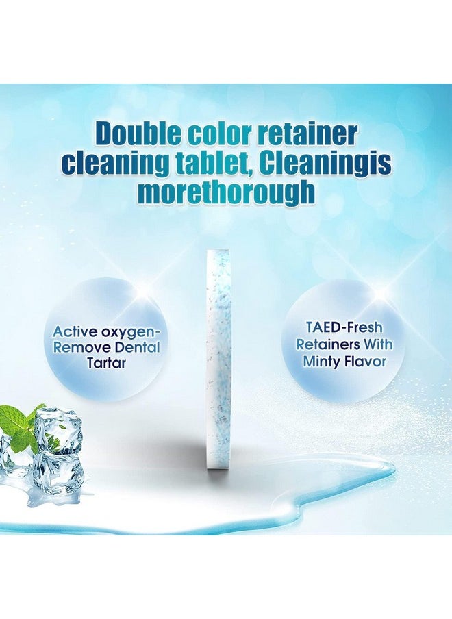 Retainer And Denture Cleaner 120 Tablets For 4 Months Removes Stains Plaque Odors For Dentures Retainers Mouth Guard And Removable Dental Appliances (120 Pcs, Mint)