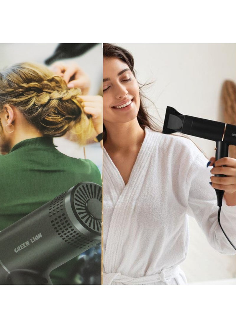 1400W Bristol Hair Dryer for Salons Hotels & Travel, Green Lion GNBRHRDRYBK - Black