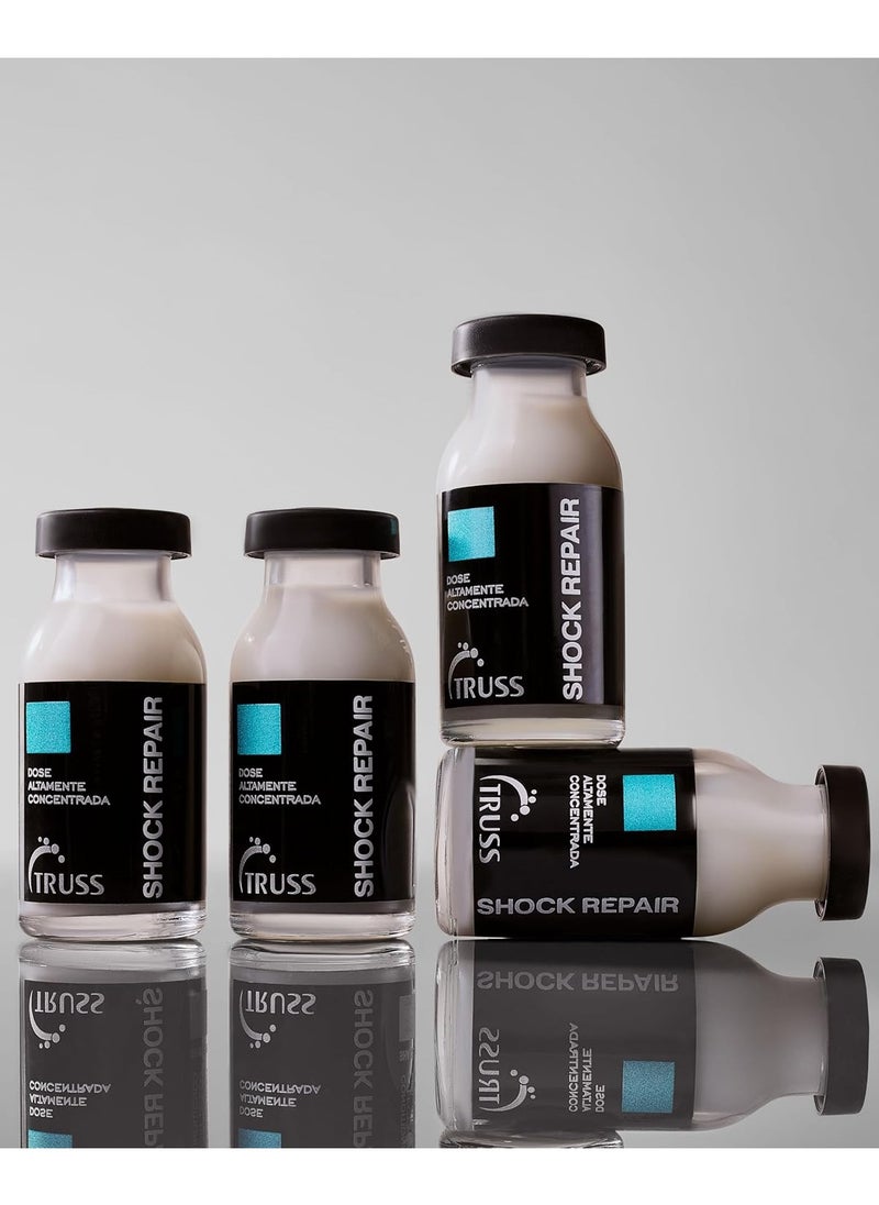 Shock Repair - Hair Treatment For Damaged Hair - Highly Concentrated Ampoules For Weekly Reconstruction & Hair Repair. Promotes Hydration, Strength And Protection - 4 Week Supply