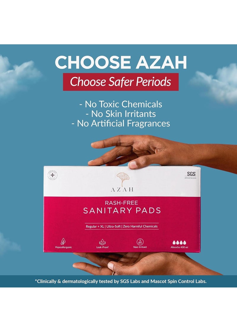 AZAH Sanitary Pads for Women Regular [Pack of 40] 100% Rash-Free sanitary napkins | 3x More Absorption, Cottony Soft and Dry Top Cover for heavy Flow | Toxin Free, Locks Odour, Leak-Proof