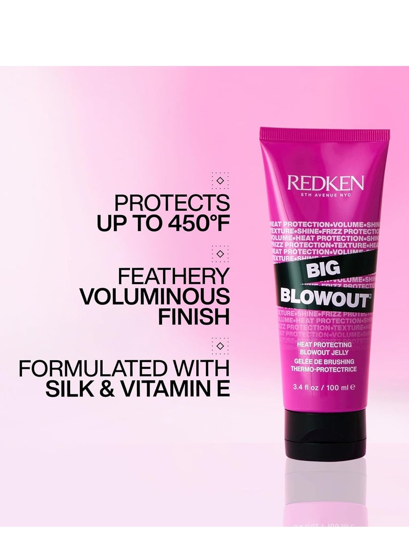 Redken Big Blowout Heat Protection Jelly Serum | Offers Shine and Texture | Frizz Control | Volume for Fine Hair | Blowdry Gel | For All Hair Types