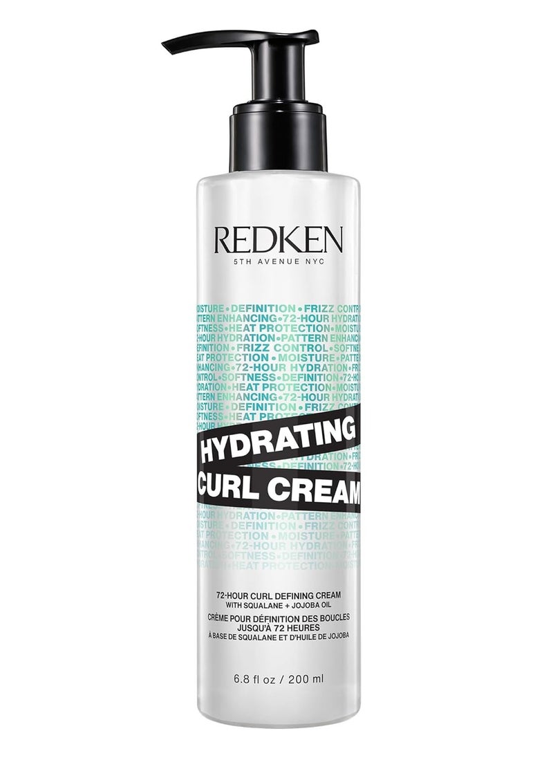 REDKEN Hydrating Curl Cream | 72-Hour Curl Defining Styling Cream | Heat Protection | Formulated with Squalane & Jojoba Oil | For Curly and Coily Hair | Silicone-Free | Paraben-Free