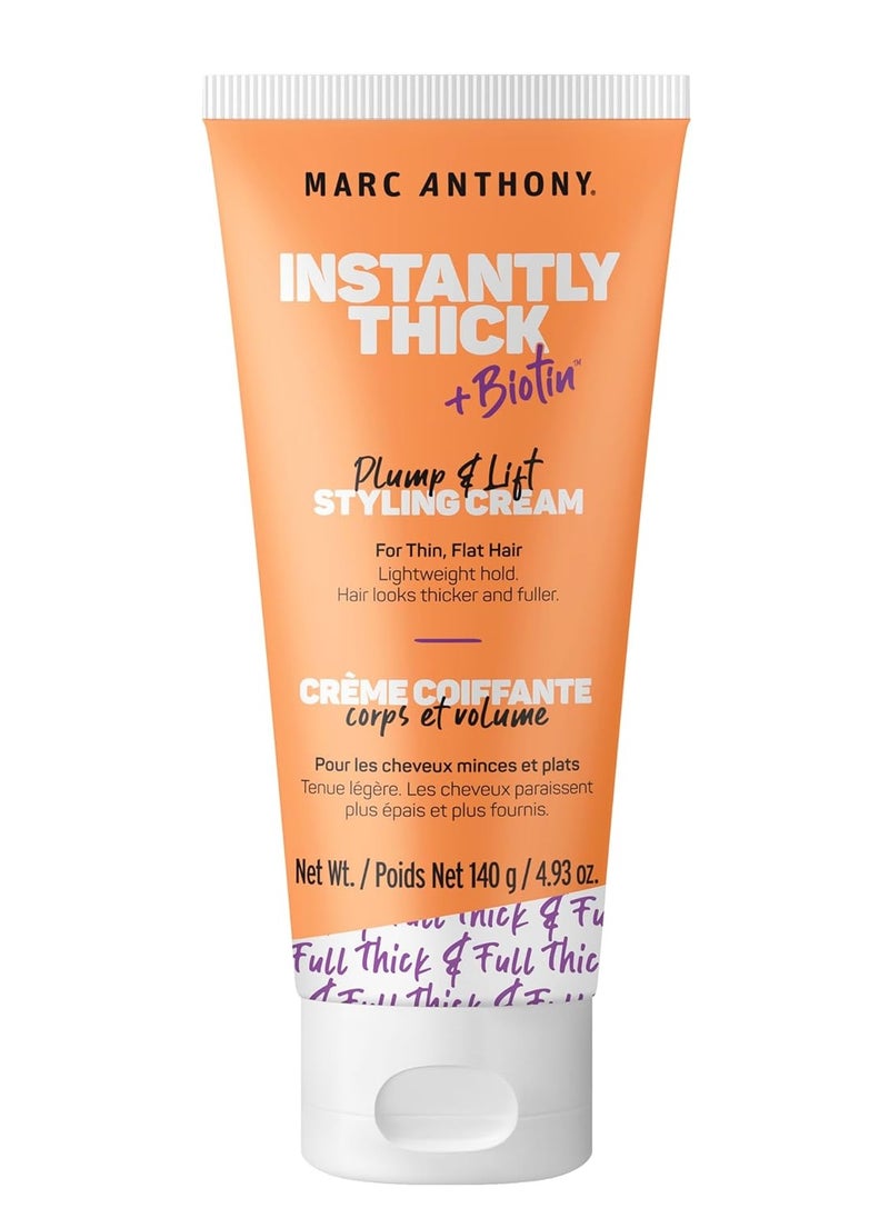 Marc Anthony Styling Hair Cream, Instantly Thickening Biotin & Vitamin E Hair Cream, Lightweight Hold for Thicker & Fuller Volumizing Product for Thin, Flat Hair