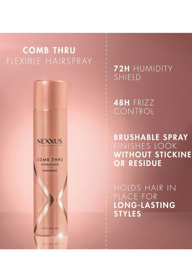 Nexxus Flexible Hold Hairspray Comb Thru for a Lightweight, Brushable Hold, with StyleProtect Technology 10 oz