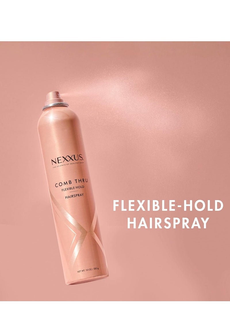 Nexxus Flexible Hold Hairspray Comb Thru for a Lightweight, Brushable Hold, with StyleProtect Technology 10 oz