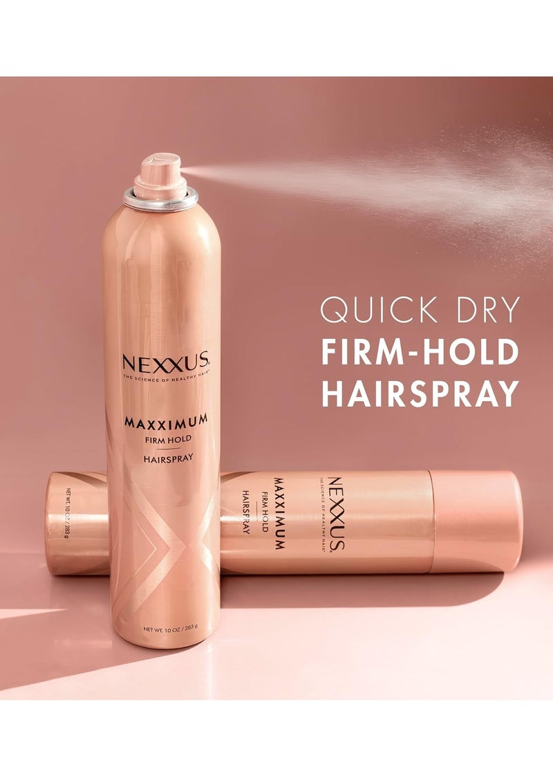 Nexxus Maximum Hold Finishing Hair Spray, for Control, Hold Hairspray for Women Hair Styling, Pink, 10 oz