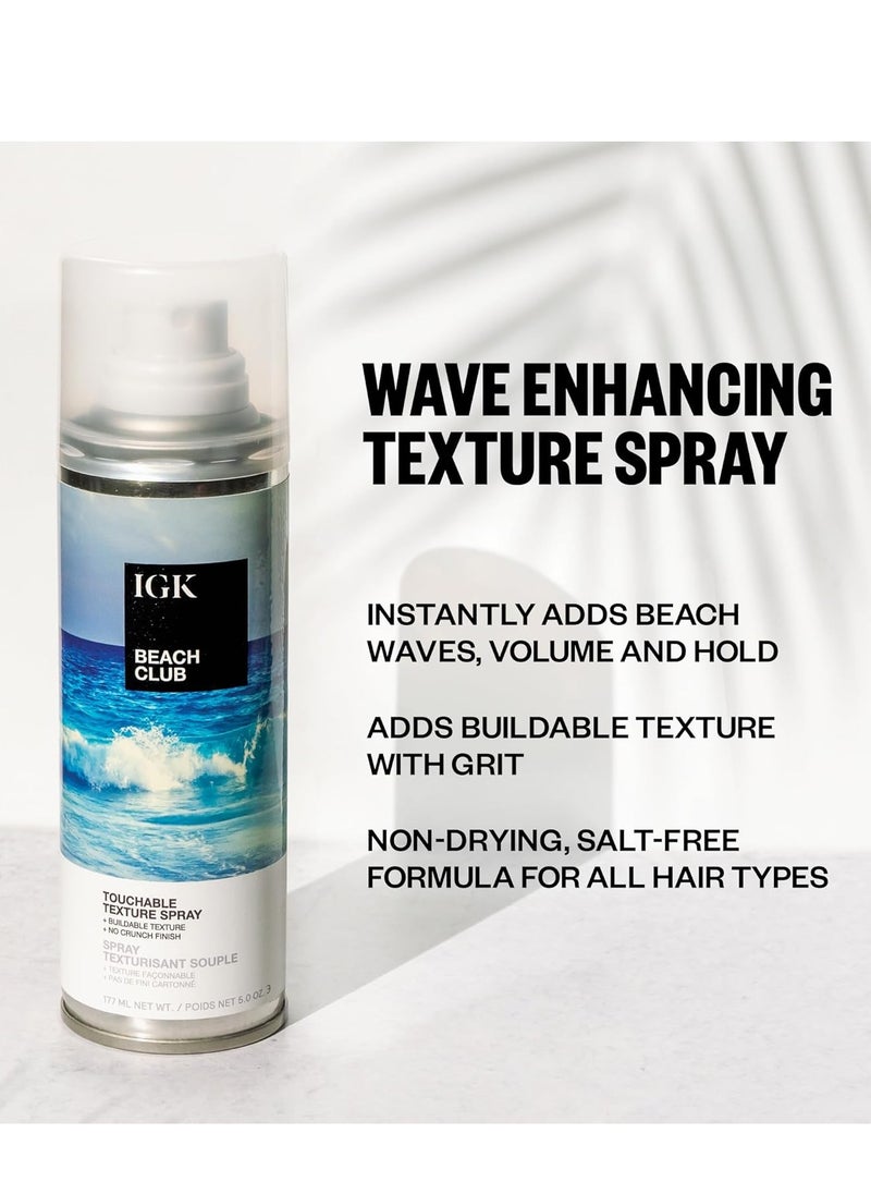 IGK BEACH CLUB Touchable Texture Spray | Hold + Volume + Lightweight | Vegan + Cruelty Free |