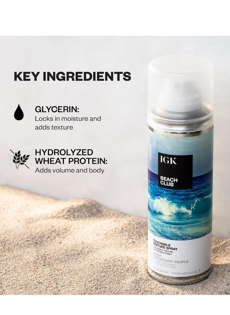 IGK BEACH CLUB Touchable Texture Spray | Hold + Volume + Lightweight | Vegan + Cruelty Free |