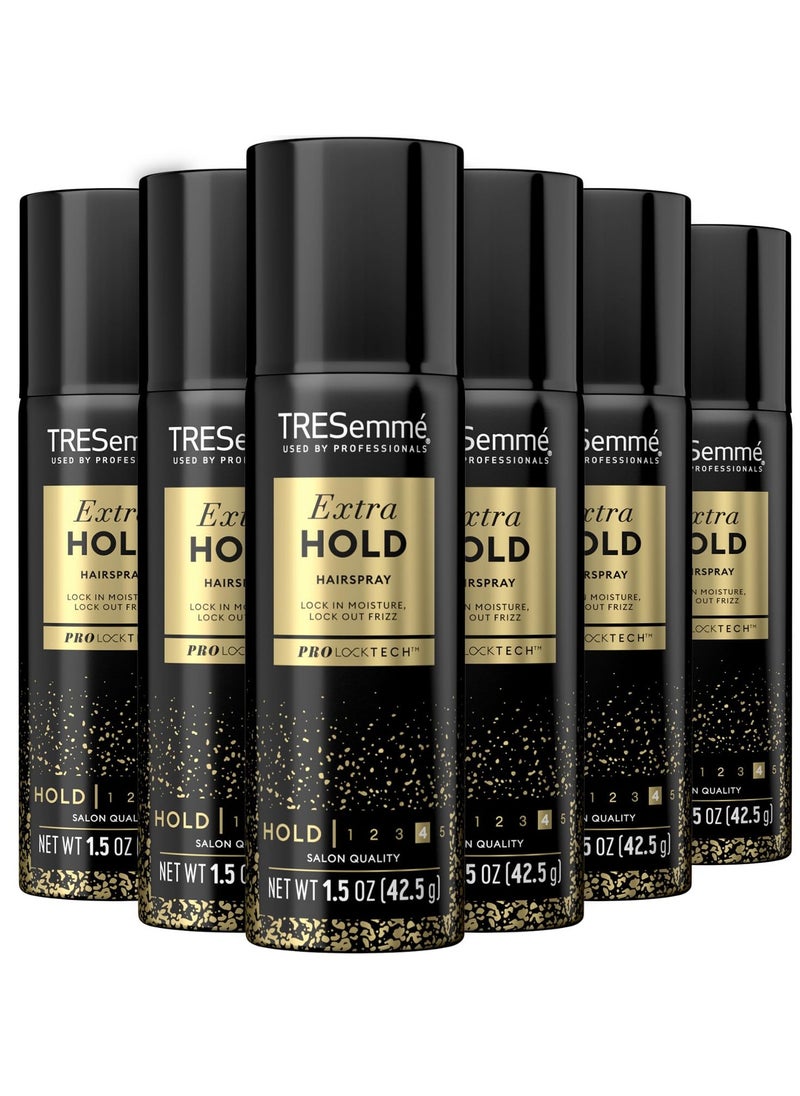 TRESemmé Travel-Size Hairspray 6-Pack – TRES Two Aerosol Hair Spray Extra Hold, Anti-Humidity, Anti-Frizz Hair Products, 1.5 Oz Ea