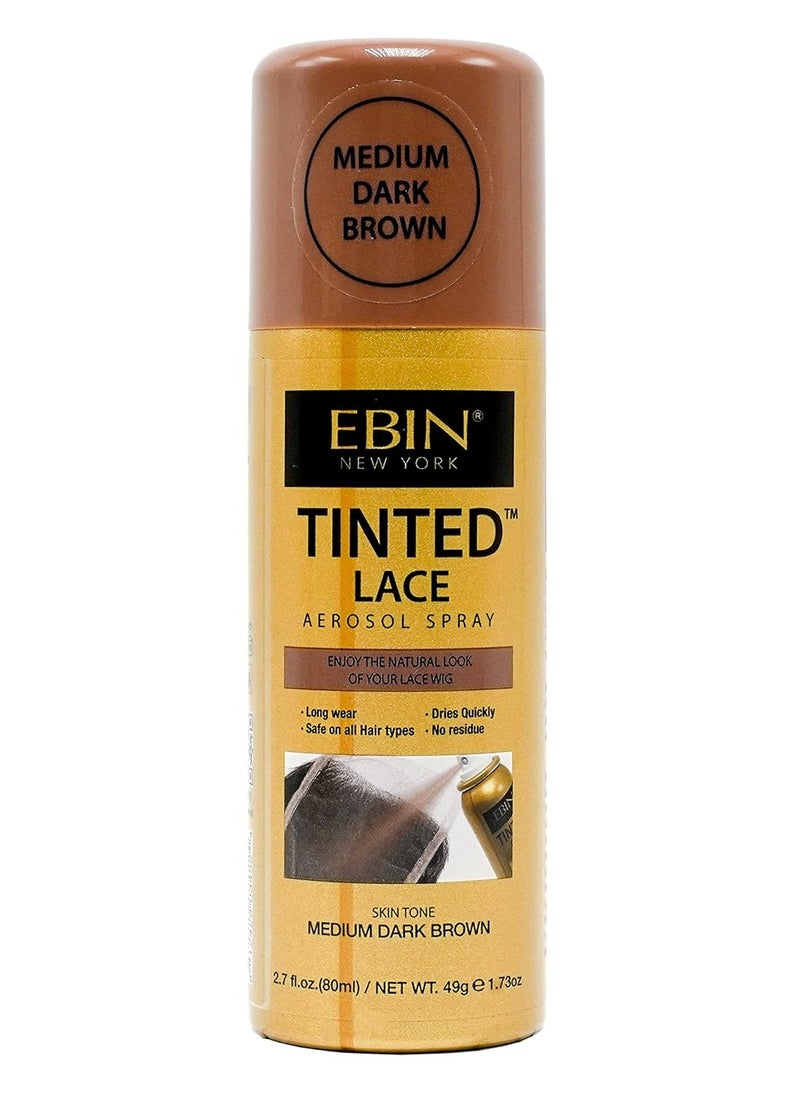 EBIN NEW YORK Tinted Lace Spray - Medium Dark Brown 2.7oz/ 80ml, Quick dry, Water Resistant, No Residue, High pigmentation, Even Spray, Matching Skin Tone, Natural Look, Tinted Spray for Wig