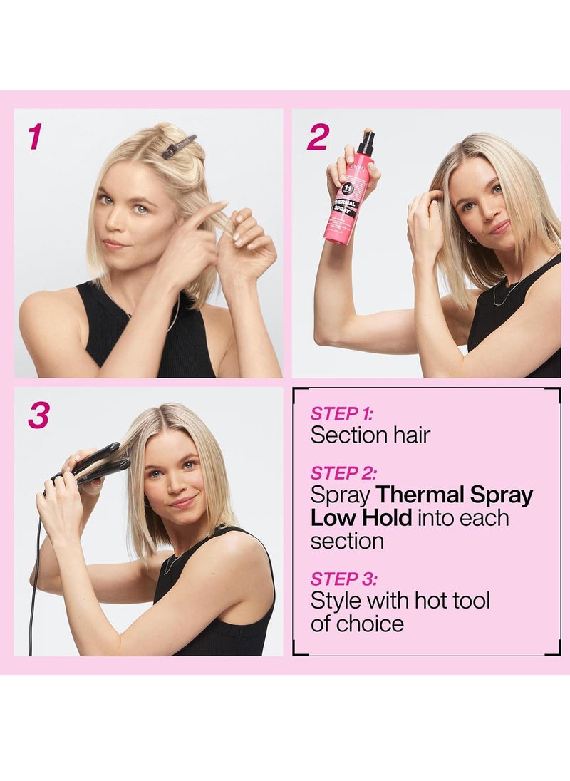 Redken Thermal Spray 11 Low Hold | Thermal Smoothing Holding Spray | For All Hair Types | Provides a Smooth, Silky & Frizz-Free Blow-Dry Finish | Mild Control | Protects Against Heat Damage | 8.5 Oz