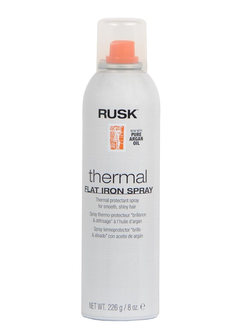 RUSK Designer Collection Thermal Flat Iron Spray with Argan Oil, 8.8 fl. Oz, Thermal Protectant Micro-Fine Styling Spray, Formulated to Eliminate Frizz and Leave Hair Silky and Shiny