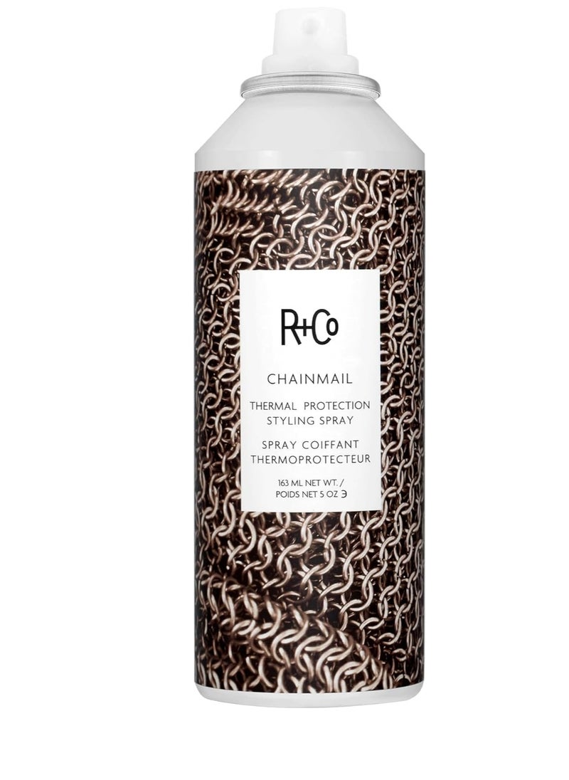 R+Co Chainmail Thermal Protection Spray | Heat Protection + Flexible Hold + Silky Shine | Vegan + Cruelty-Free | 5 Oz