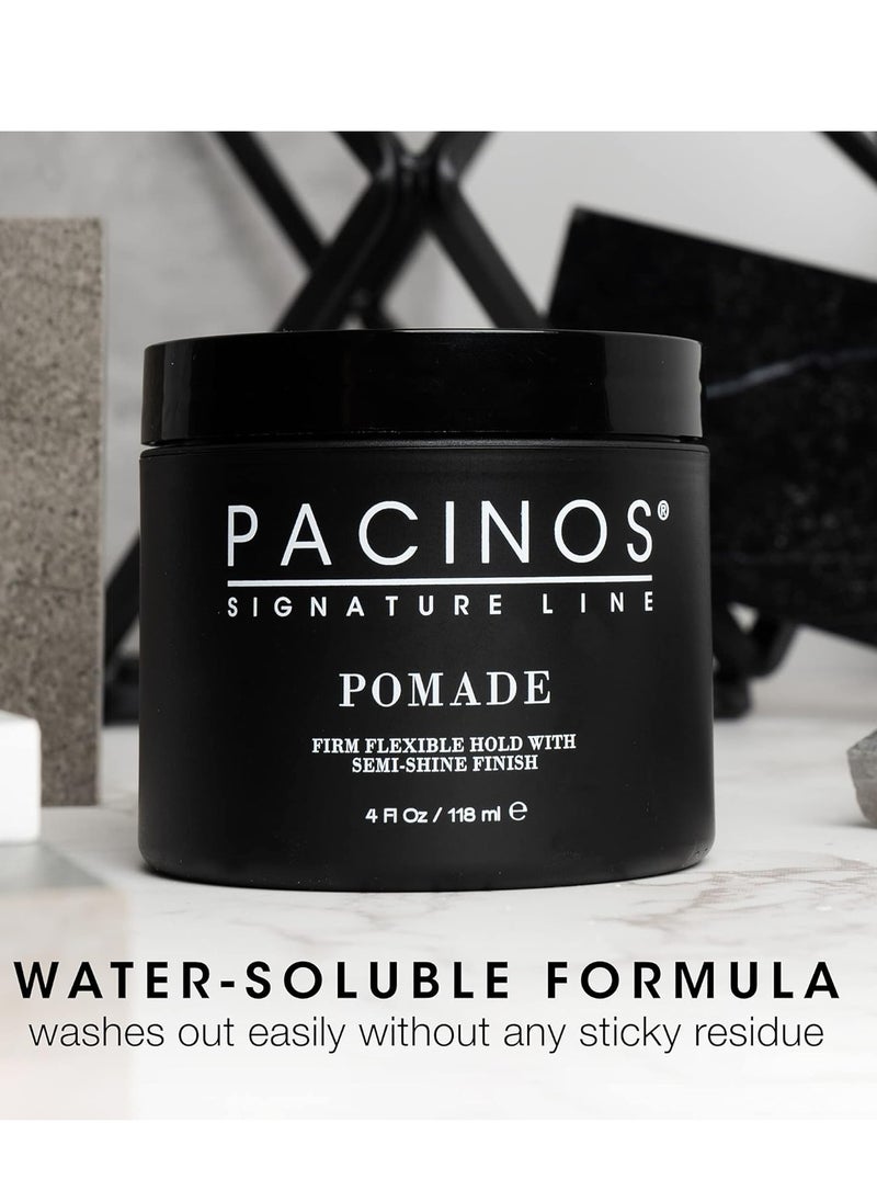 Pacinos Pomade - Flexible Hold, Frizz Control - High Shine Pomade for All Hair Types - 4oz