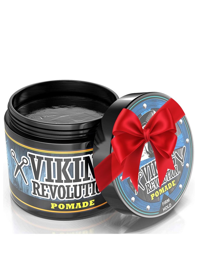 Viking Revolution Pomade for Men 4oz - Firm Strong Hold & High Shine for Classic Styling - Water Based & Easy to Wash Out (Firm, 1 Pack)