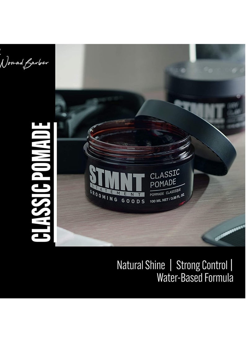 STMNT Grooming Goods Classic Pomade, 3.38 oz | Natural Shine | Strong Control | Easy to Wash Out