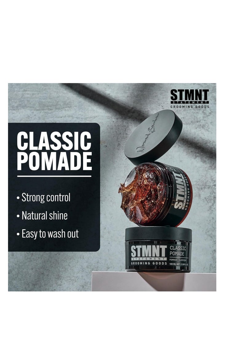 STMNT Grooming Goods Classic Pomade, 3.38 oz | Natural Shine | Strong Control | Easy to Wash Out