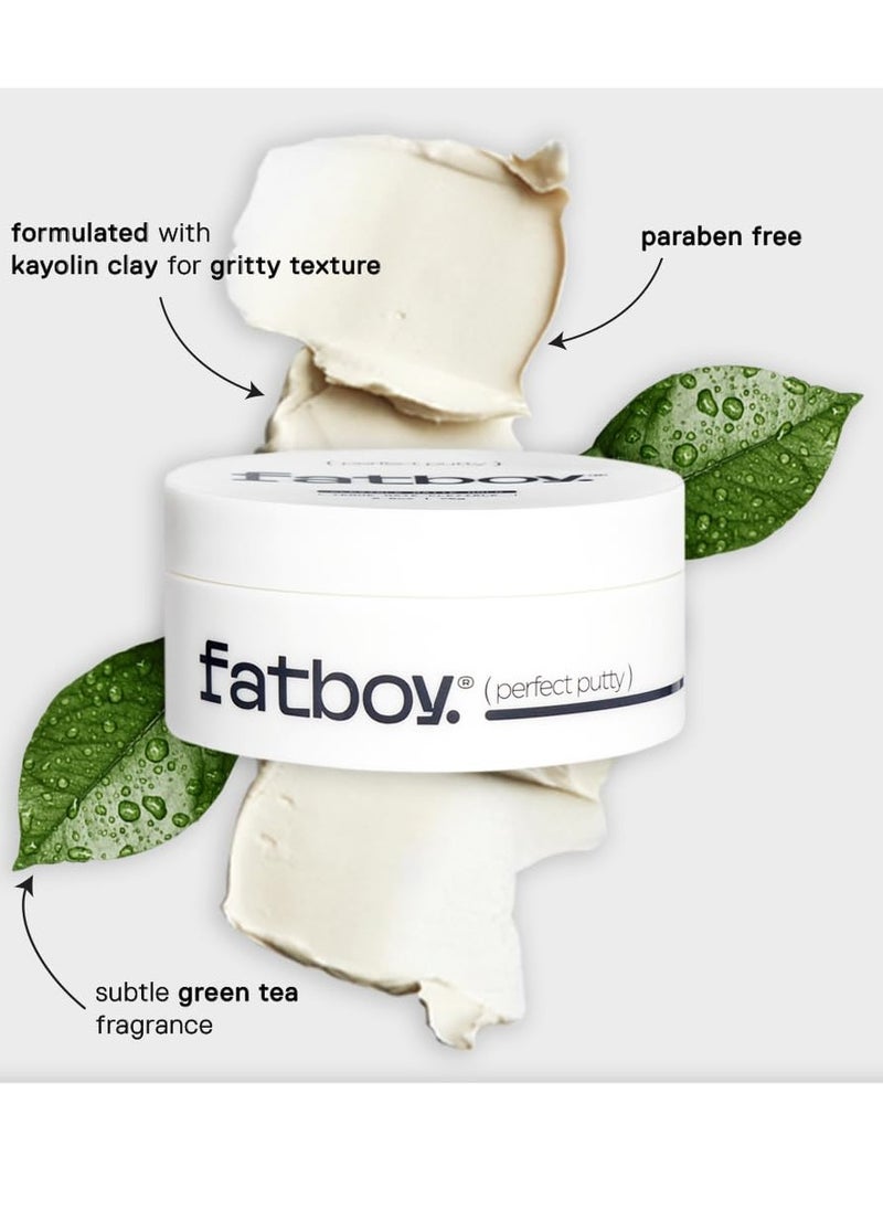Fatboy Hair Perfect Putty, Styling Kaolin Clay Putty, Medium Hold for Volume & Texture, Matte Finish, Hair Care for All Hair Types, Flexible Lightweight Formula, Paraben Free, Color Safe, 2.6 Oz