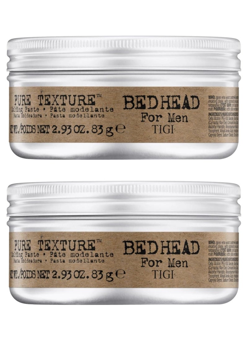 TIGI Bed Head for Men Pure Texture Hair Molding Paste - Use for Texture & Separation - Versatile Cream-to-Paste Fusion - For Men's Hairstyles - Use on Damp & Dry Hair - 2.93 oz (2 Pack)