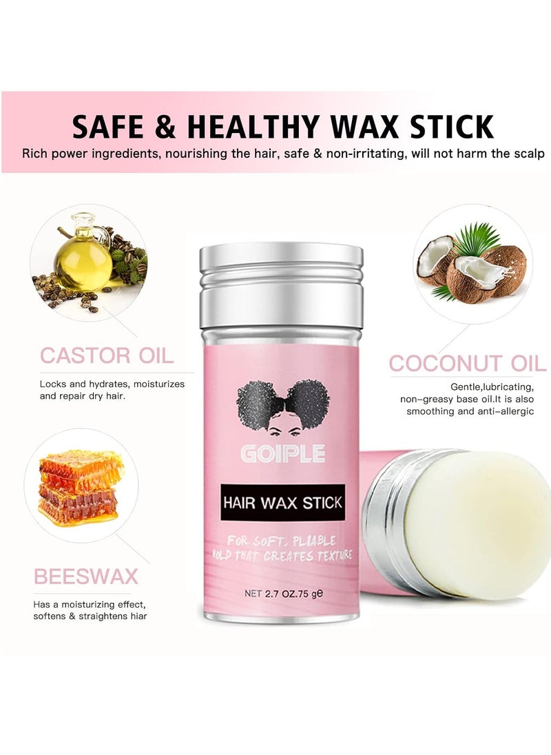 Wax Stick for Hair, Pomade Long-Lasting Wax, Smoothing & Slick Stick for Wigs, Styling Waxes for Fly Away & Edge Frizz Hair (2.7 oz)