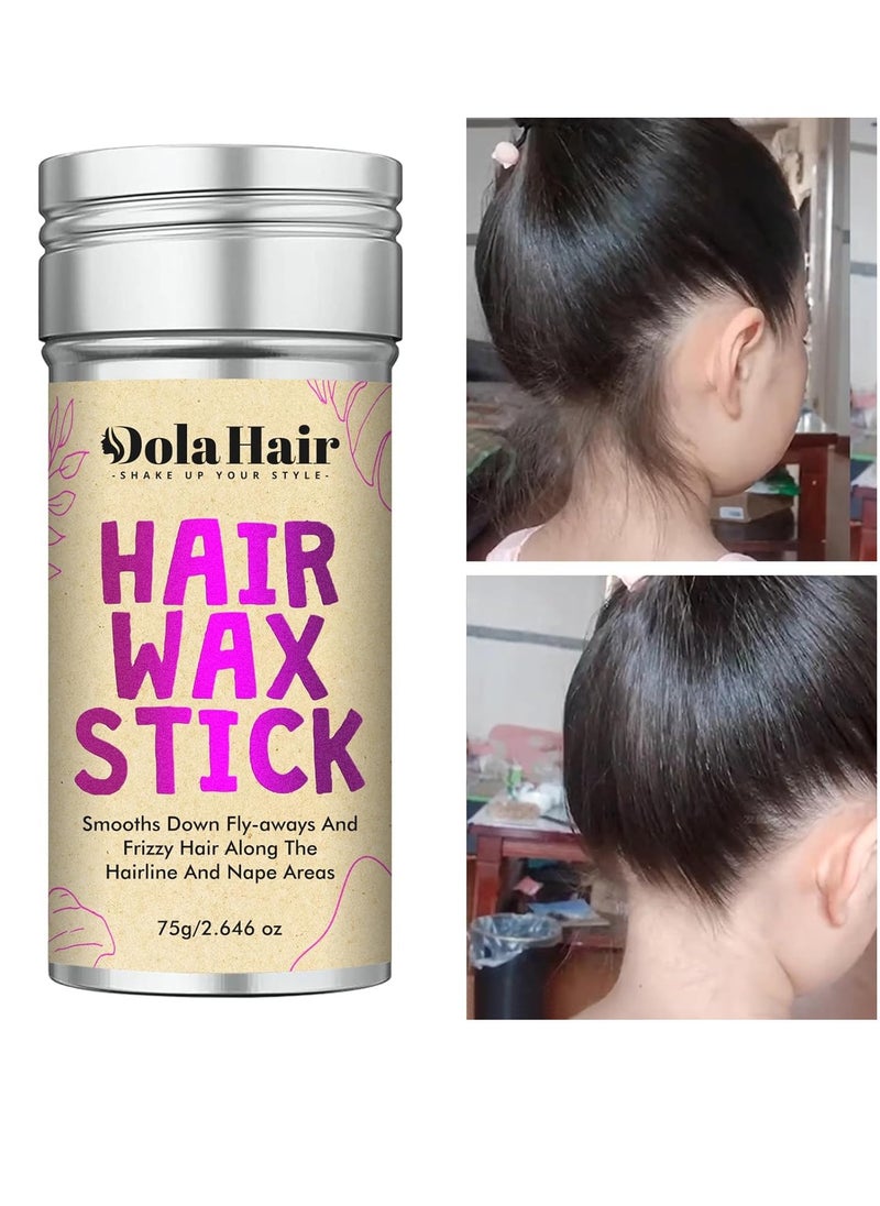 Dolahair Hair Wax Stick - Flyaway Control and Styling Pomade for Kids, Women, and Men - Hair Bun Maker and Accessorie Slick Back Hair Brush(2.7 Oz Pack of 4)