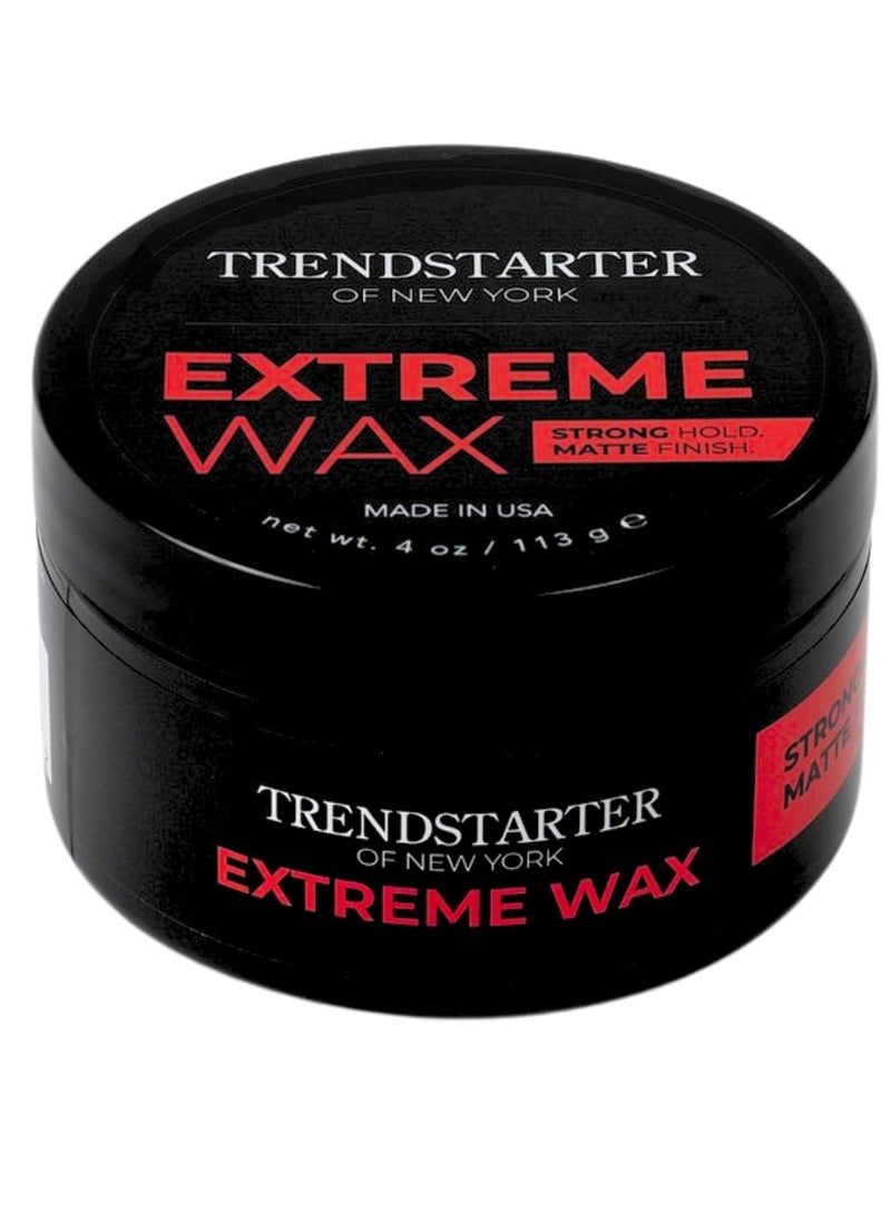 TRENDSTARTER Hair Wax - Extreme, 4oz - Matte Finish - Premium Water Based Flake-Free Hair Styling Pomade for All Hair Types - All-Day Strong Hold