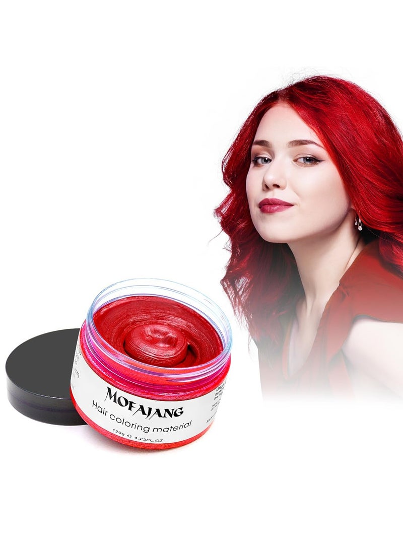 Red Hair Wax Color, SOVONCARE Temporary Dye Wax Natural Hairstyle Cream Hair Pomades for Women & Men Party Cosplay Halloween Date 4.23 oz (Red)