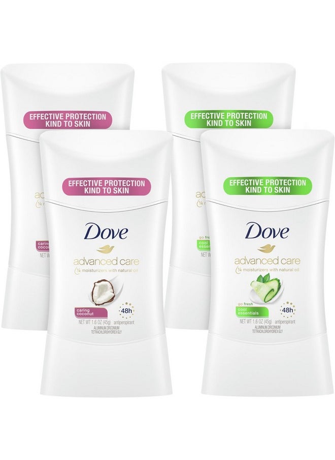 Deodorant Set - Advanced Care Deodorant For Women, Dove Antiperspirant Deodorant, 48-Hour Effective Protection With Nourishing Oils For Soothing Sensitive Skin, Scented, 1.6 Oz (4 Piece Set)