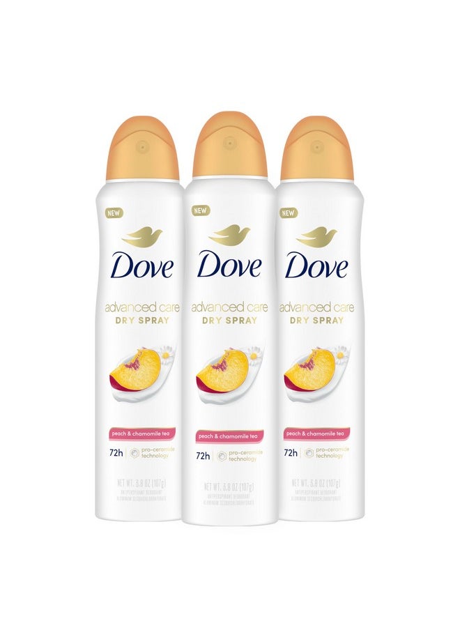 Advanced Care Antiperspirant Deodorant Dry Spray Peach & Chamomile Tea 3Ct Underarm Care Boosts Skin'S Ceramide Levels 72Hour Odor Control &All-Day Sweat Protection Proceramide Technology 3.8 Oz