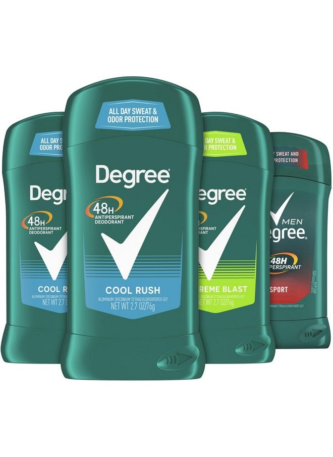 Deodorant Men Value Pack - Degree Advanced Mens Deodorant Sticks With 72-Hour Antiperspirant Protection & Degree Extreme Blast And Sport With 48-Hour Protection, 2.7 Oz Ea (4 Piece Set)