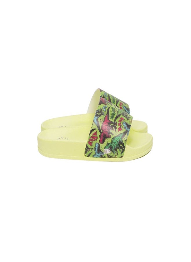 Dinosaur Print Everyday Wear eco-friendly PVC Slides for Kids, Lightweight, Easy to Wash and Anti-Slip Soles