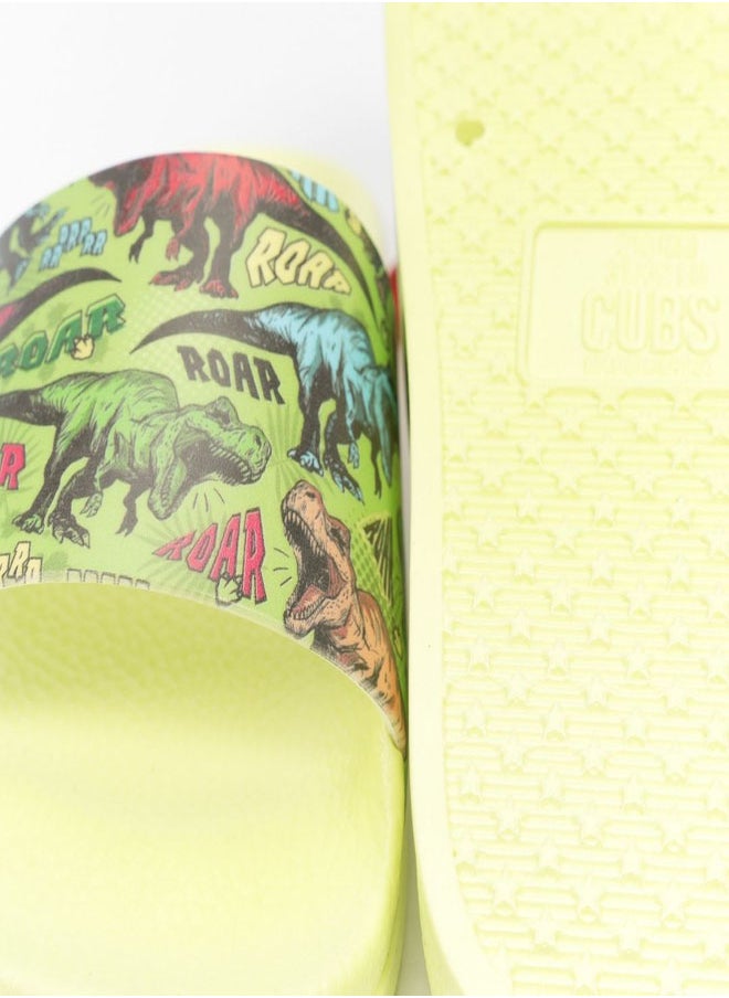 Dinosaur Print Everyday Wear eco-friendly PVC Slides for Kids, Lightweight, Easy to Wash and Anti-Slip Soles