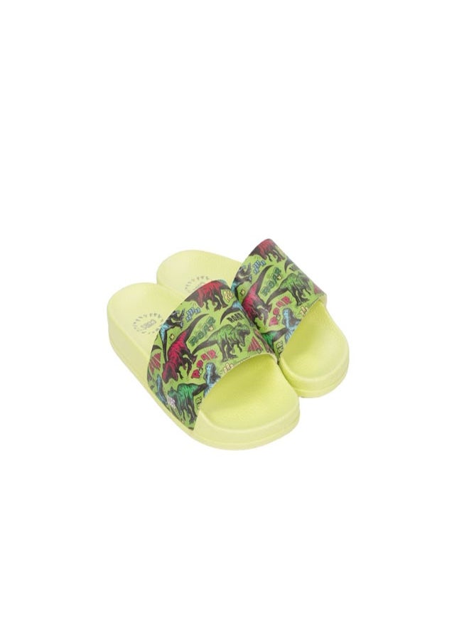 Dinosaur Print Everyday Wear eco-friendly PVC Slides for Kids, Lightweight, Easy to Wash and Anti-Slip Soles