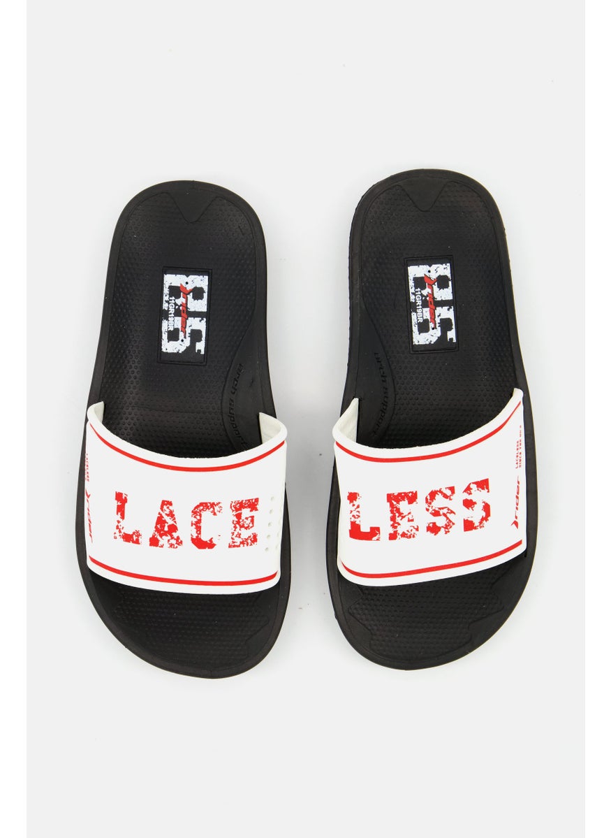 Kids Boy Slip On Brand Logo Slide, Black Combo