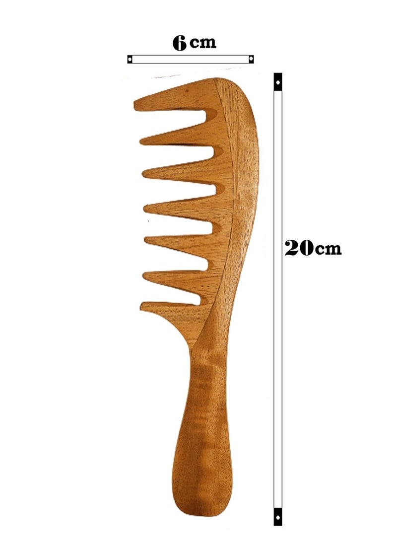 Rufiys Pure Neem Wooden Comb for Women & Men | Neem Wood Comb for Hair Growth | Wide Tooth Hair comb | Dandruff Comb