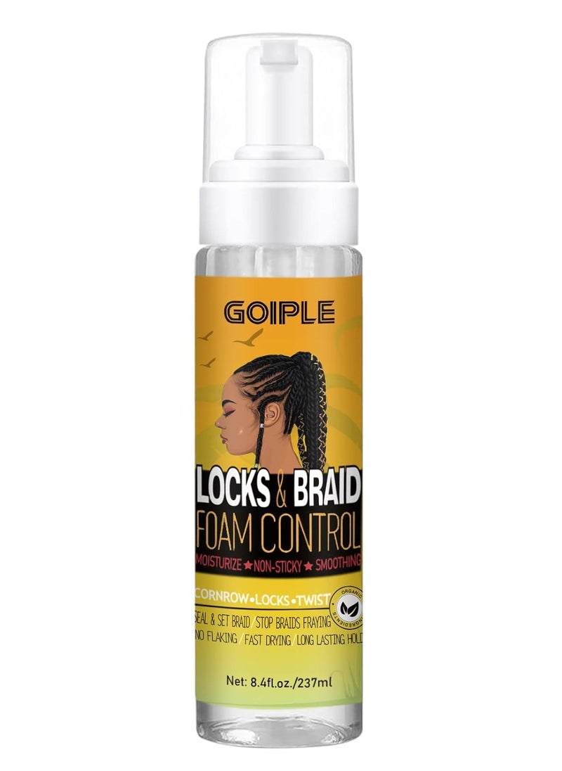 Braid Foam for Braids, Twists, Locs - No Flake Extra Hold & High Shine - Lightweight Mousse Moisturizes & Styles Hair - 8fl oz