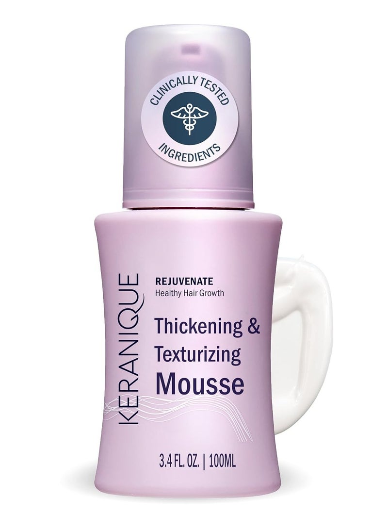 Keranique Volumizing Mousse for Women - Thickening and Styling Anti-Frizz Foam for Fine, Straight, Wavy, and Curly Hair