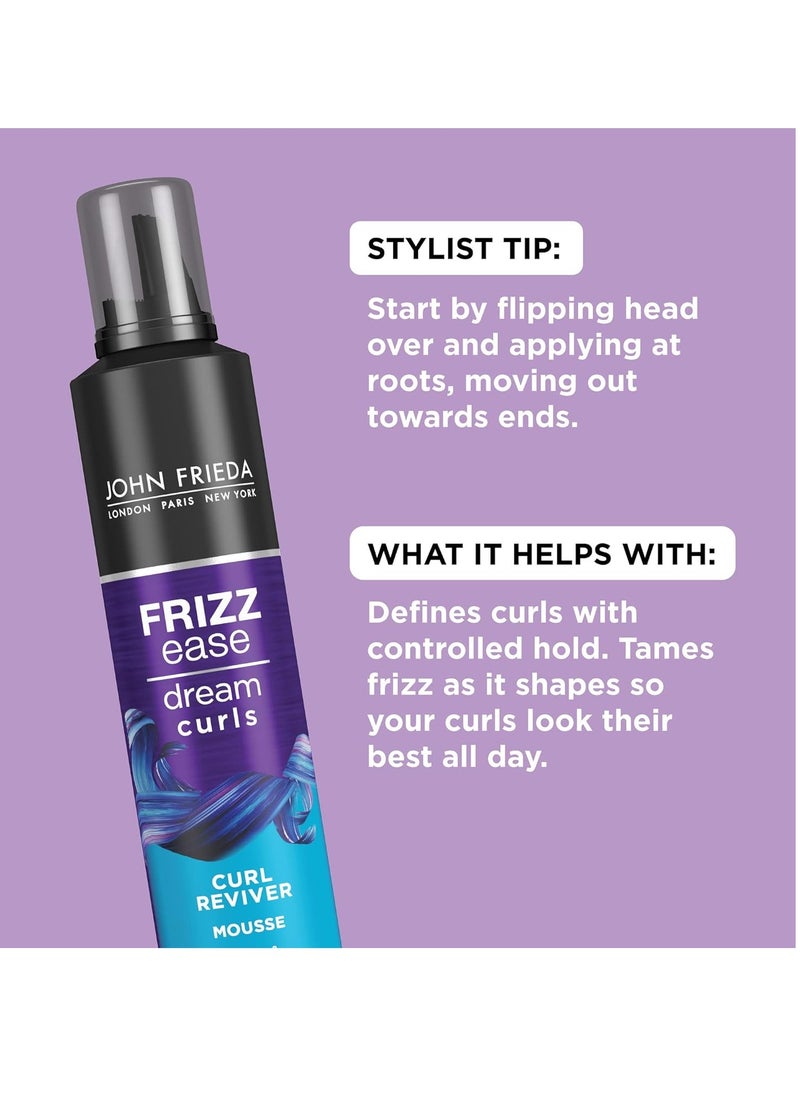 John Frieda Frizz Ease Curly Hair Reviver Mousse Enhances Curls, a Soft Flexible Hold for Curly or Frizzy Hair, Alcohol-Free, 7.2 oz (Pack of 2)