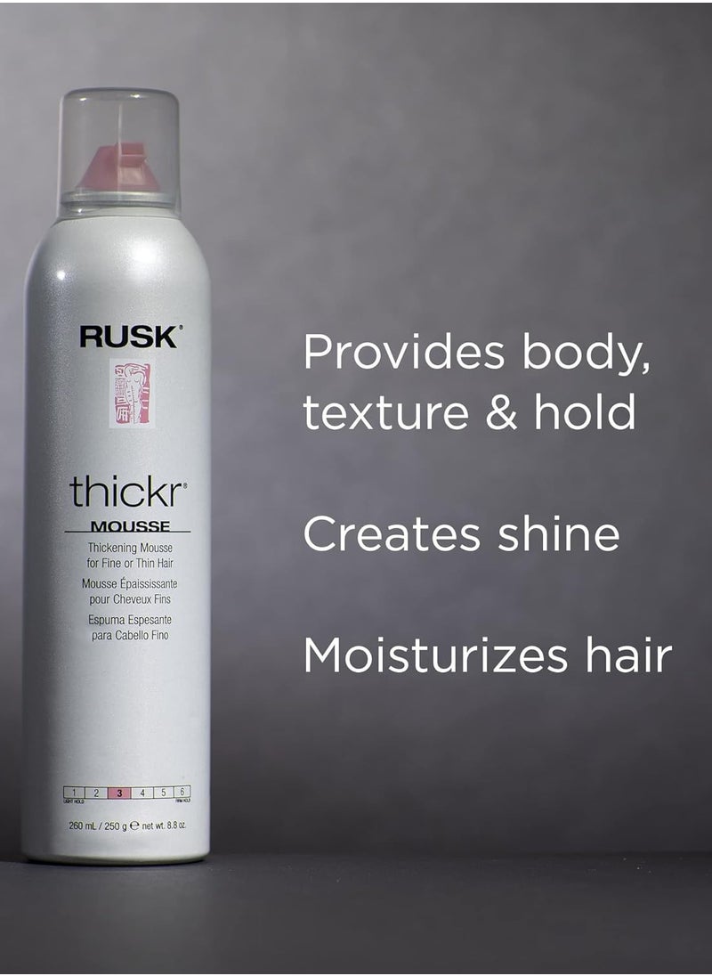 RUSK Designer Collection Thicker Thickening Mousse for Fine or Thin Hair, 8.8 Oz, Thickening Mousse that Provides Body, Texture, and Hold Without Buildup