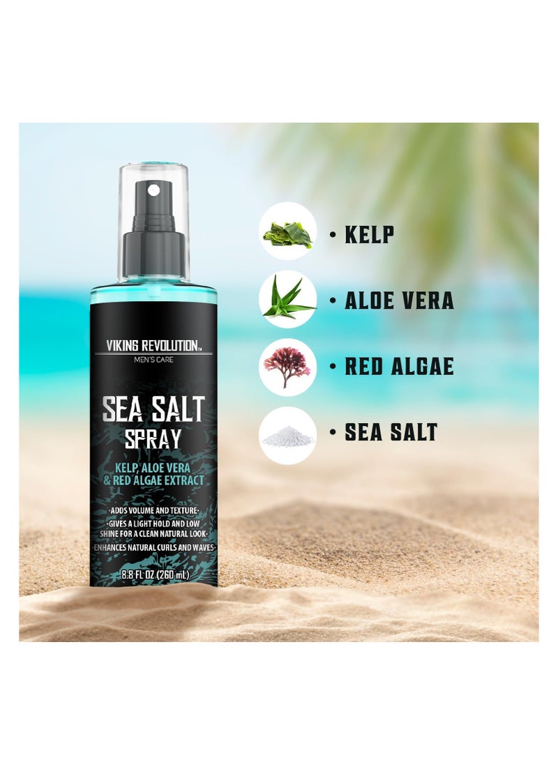 Sea Salt Hair Spray for Men Smoothing Hair Spray with Sea Kelp, Aloe Vera and Red Algae Wave Spray for Adding Volume and Texture Sea Salt Spray for Men Beach Hair Spray 8 oz