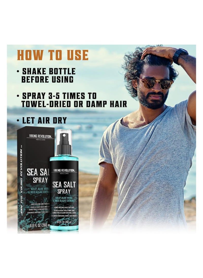 Sea Salt Hair Spray for Men Smoothing Hair Spray with Sea Kelp, Aloe Vera and Red Algae Wave Spray for Adding Volume and Texture Sea Salt Spray for Men Beach Hair Spray 8 oz