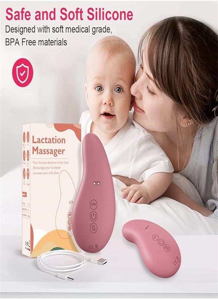 Lactation Massager, Breastfeeding Heated Electric Massager - 10 Vibration Modes to Improve Milk Flow and Relieve Postpartum Swelling and Pain