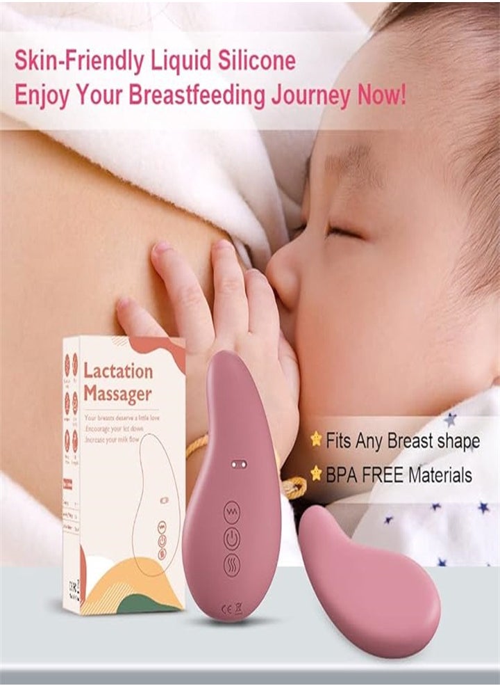 Lactation Massager, Breastfeeding Heated Electric Massager - 10 Vibration Modes to Improve Milk Flow and Relieve Postpartum Swelling and Pain