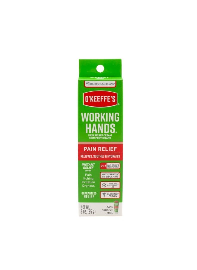 Working Hands Pain Relief Cream Skin Protectant With 4% Lidocaine And Cooling Peppermint Oil For Instant Relief From Pain, Itching, Irritation And Dryness, 3Oz Tube