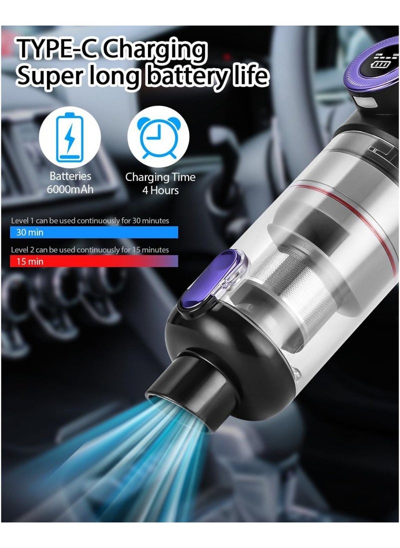 Handheld Vacuum Cleaner Wireless Car Vacuum Cleaner Dust Rewind Function at the Touch of a Button 14000Pa Car Vacuum Cleaner Handheld Vacuum Cleaner for Car.